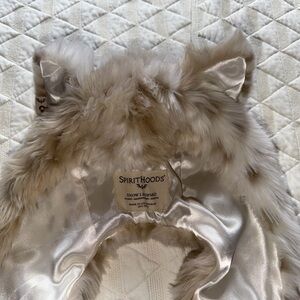 Snow Leopard SpiritHoods Cream Faux Fur Hood with Satin Lining